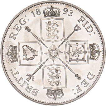 Victoria, Double Florin 1893 Patina Silver Proof_rev