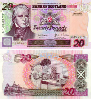 Bank Scotland £20 1999 P121c DL Prfx Last Unc
