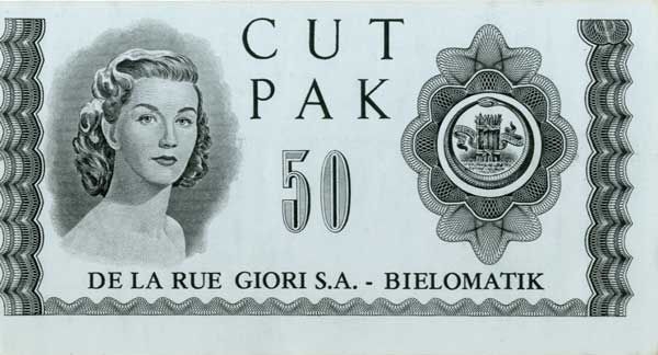 De La Rue/Giori Europe  Test Note Bieleomatik Cut Pak 50 GVF-EF