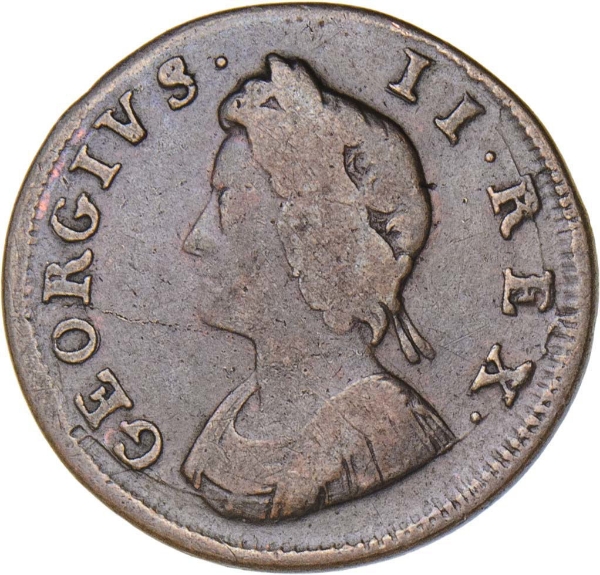 George II, Farthing _Young Head_obv