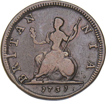 George II, Farthing _Young Head_rev
