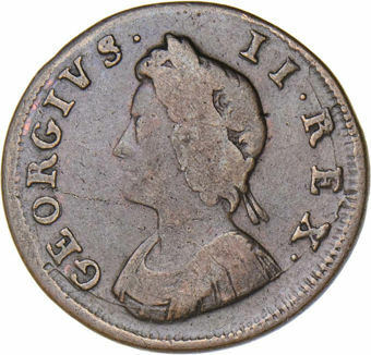 George II, Farthing (Young Head) Fine_obv