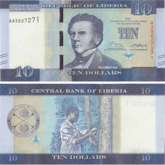 Liberia 10 Dollars 2016-7 P31-3 Unc