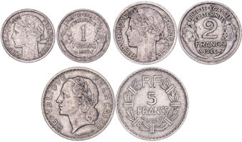 France Post-War Aluminium 3 Coin Set