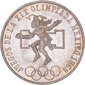 Mexiaco, 1968 Olympic Games 25 Pesos Brilliant Unc_obv