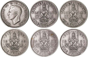 George VI, 1947-51 Shillings Scottish Type 