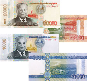 Laos 10,000 & 20,000 Kip 2020  Pr P-New Unc