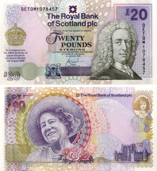 Royal Bank Scotland  £20  2000 Queen Mother P361 SPECIAL Unc