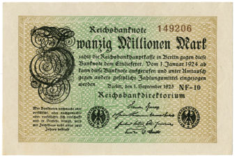 Germany 20 Million Marks 1923 P108/B263 Unc