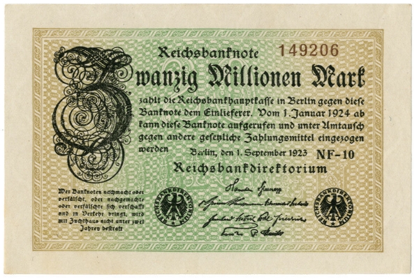 Germany 20 Million Marks 1923 P108/B263 Unc