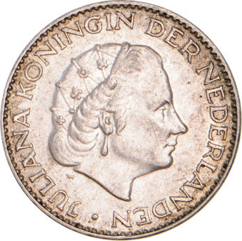 Netherlands, Silver 1 Gulden of Juliana (1954-1968) Extremely Fine_obv