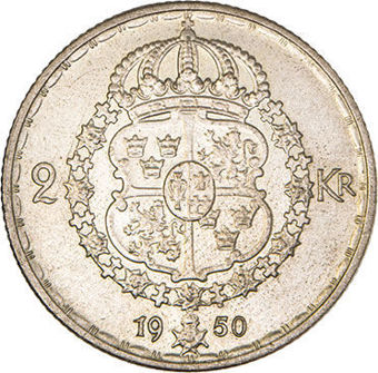 Sweden, 2 Kroner 1950 Extremely Fine_rev