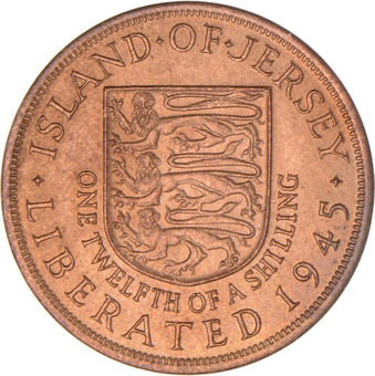 Jersey, 1/12 Shilling 1945 Brilliant Unc_rev