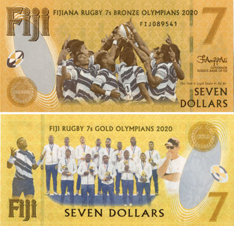 Fiji 7 Dollars 2020 (2022) Rugby Gold/ Brze Medals P-New Unc