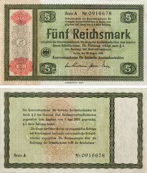 Germany 5 Marks 1933 Conversion Bond P199 Cancelled Unc