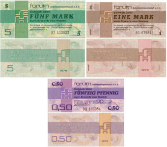 East Germany 50pf-5 Marks Foreign Exchange PFX1-3Unc