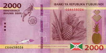 Burundi 2,000 Francs  2018-2021 (5) Unc_10000