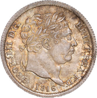 George III, Bull Head Shilling 1816 Choice Unc_obv