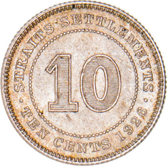 Straits Settlements 10 Cents 1926 Unc_rev