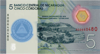 Nicaragua 5 Cordobas 2020 P-New/TBB516a Polymer Unc_obv
