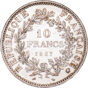 France, 10 Silver Francs 1960's & 1970s_obv