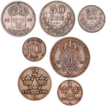 Sweden, Pre-War 6 Coin Set