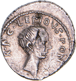 Lepidus & Octavian as Triumvirs. 42 B.C. Italy. AR Denarius. LEPIDUS PONT MAX III V R P C._obv