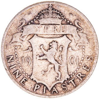 Cyprus, Victoria, Nine Piastres 1901 Very Good_rev