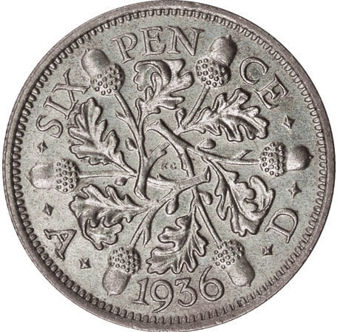 George V 1936 Sixpence Gem Unc_rev