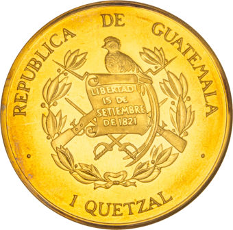 Guatemala, 1 Quetzal Proof No Spotting_rev