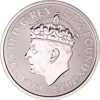 King Charles III 2023 £2 Coronation Silver Britannia Brilliant Unc_obv