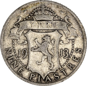 Cyprus, George V, 9 piastres 1913 Fine_rev