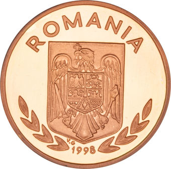 Romania Olympics Figure Skater 100 Lei Pattern Copper Piedfort_obv