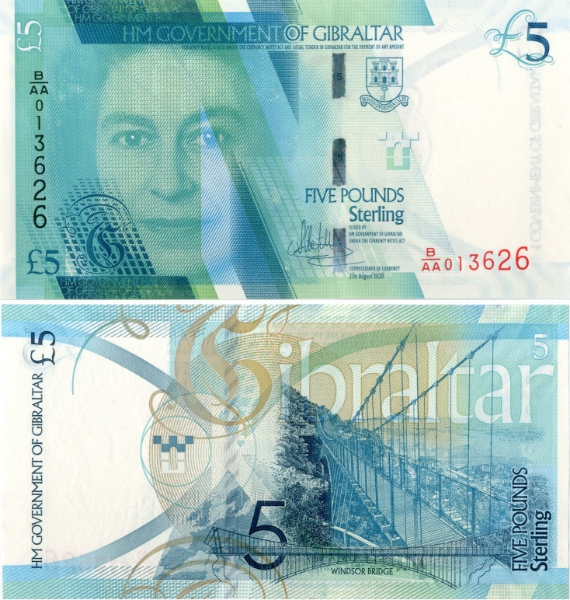 Gibraltar £5 2020 (2022) P-W42 / B136 Unc
