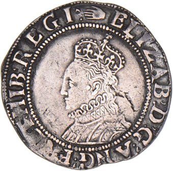 Elizabeth I, Shilling Sixth Issue (1558-1603) Mintmark Hand Good Very Fine_obv