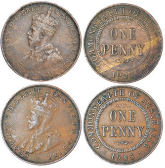 Canadian, "Godless" and "Godly" pair of cents