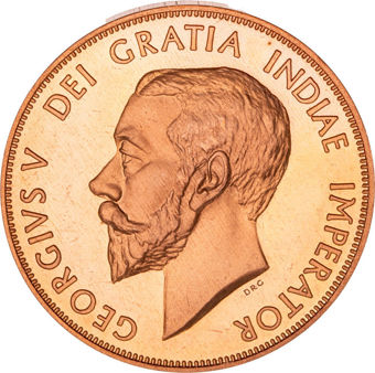George V_Double_Florin_Copper_Patina_Patern_Proof_obv