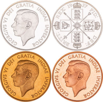 George VI_3_Double_Florins_in_Presentation_Case_Patina_Patern_Proof