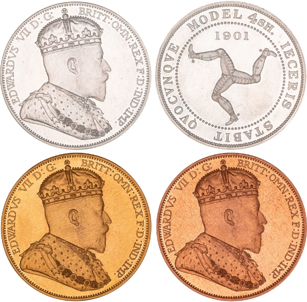 Isle of Man_Edward VII_3 Double_Florins_in_Presentation_Case_Patina_Patern_Proof