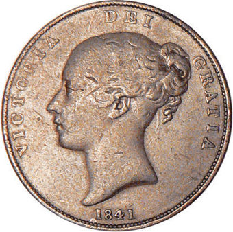 Victoria Young Head Penny Copper Very Good_obv