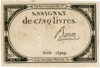 France Assignat 5 Livres 1793 PA76 Toned GF