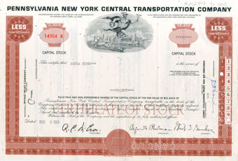 USA Share Certificate  Pennsylvania New York Central Transportation