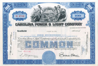 USA_Share_Certificate_Carolina_Power_Light_Company_obv