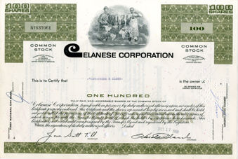 USA Share Certificate Celanese Corporation Globe & Scientist