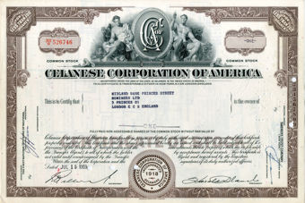 USA Share Certificate Celanese Corporation Of America 2 Men