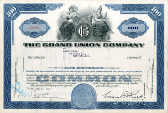 USA Share Certificate Grand Union 2 Women