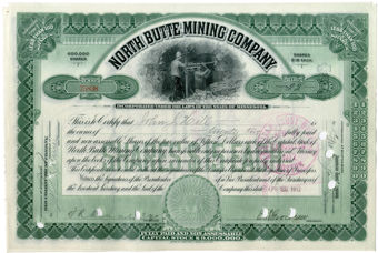 USA Share Certificate North Butte Mining Company