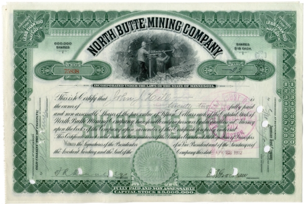 USA Share Certificate North Butte Mining Company