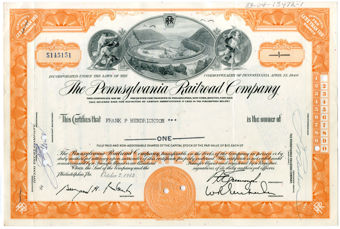 USA Share Certificate Pennsylvania Railway Track_obv