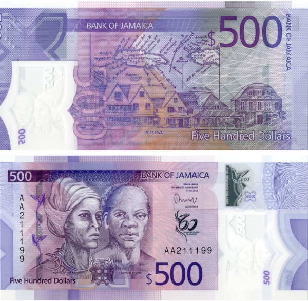 Jamaica 500 Dollars 2023 P-New Polymer Unc